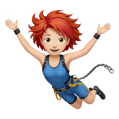 bungee jumping face only with hair flying red hair sticker