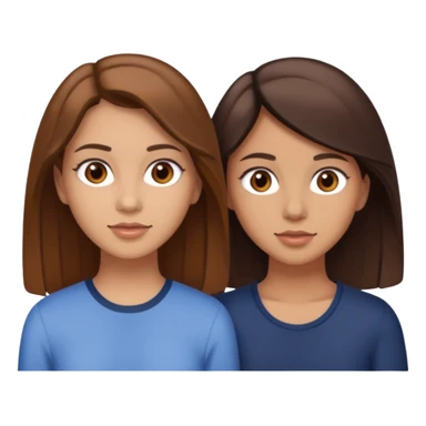 two sisters in their twenties; one has a slightly lighter complexion with lighter skin, brown eyes, and brown hair while the other is slightly tanner, brown eyes, and dark brown hair sticker