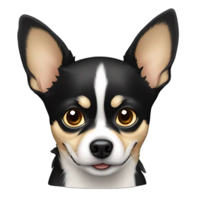 Chihuahua noir poilu à tache blanche  sticker