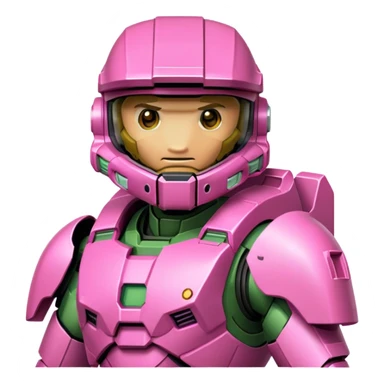 Master Chief wearing pink armor, 32x32 pixel art sticker