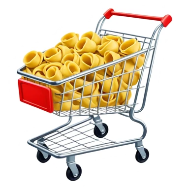 Supermarket trolley with tortellini inside sticker