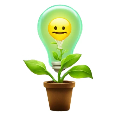 a plant sprout inside a yellow glowing idea lightbulb sticker