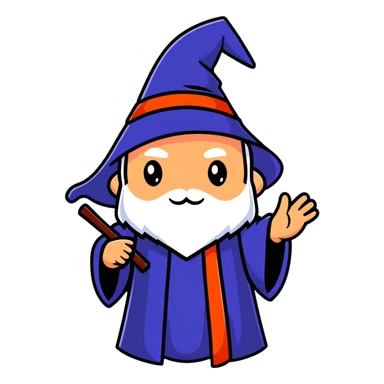Magical wizard wearing hat and robe with Armenian flag colors (red, blue, and orange stripes) sticker