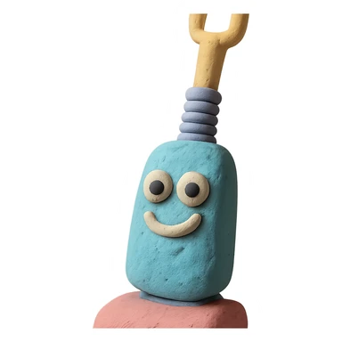 upright vacuum with playful expression in claymation style with pastel colors sticker