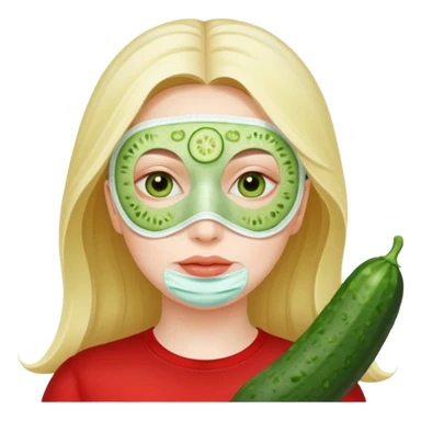 woman with face mask and cucumbers sticker