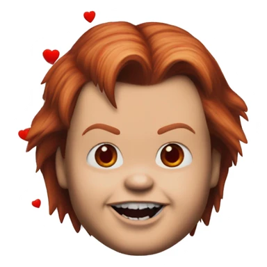 Chucky from Childs play with red hearts  sticker