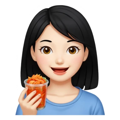 Girl black hair eat kimchi sticker