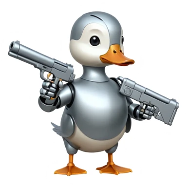 Duck with a gun android style  sticker