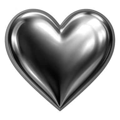 heart with a metallic chrome finish sticker