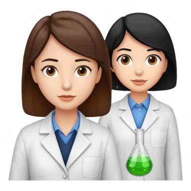 cientifica con cabello marrón y otra con cabello negro que sean blancas sticker
