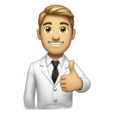 mormon missionary in a white shirt and tie with a black tag doing a thumbs up sticker
