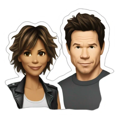 Mark Wahlberg and Halle berry sticker
