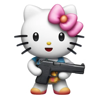 hello kitty with a water pistol sticker