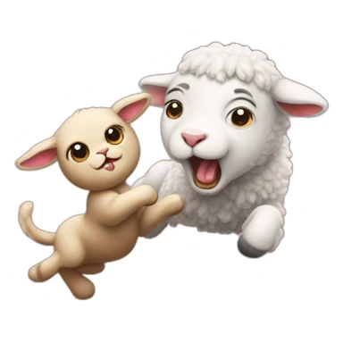 an angry lamb kicking a dirty cat sticker