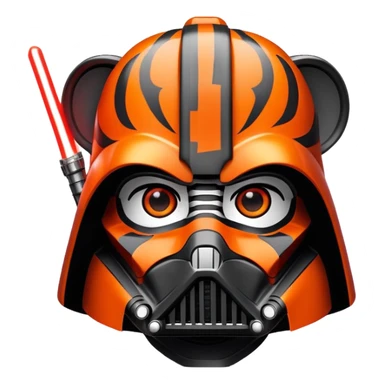 tiger face with Darth Vader helmet and red lightsaber for Twitch emote sticker
