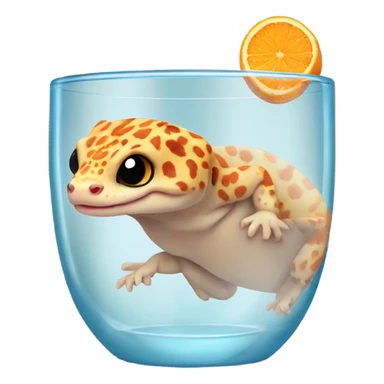 orange leopard gecko in a glass cup sticker