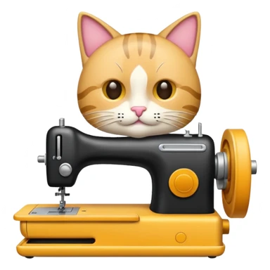 gato cosiendo en una maquina de coser sticker