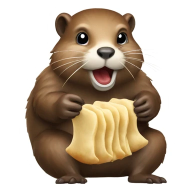 Beaver eats dumplings in full growth    sticker