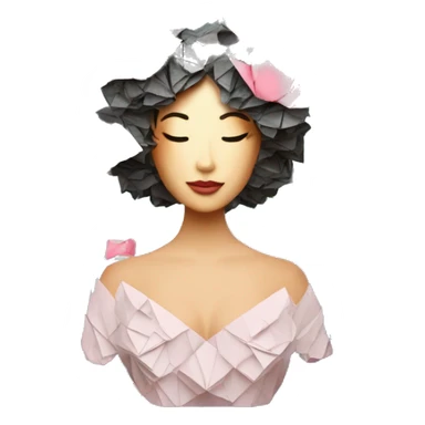  lady tropical made of 420 origami newspaper roses hemp leaves lantern fairy lights burning paper vaporwave sticker