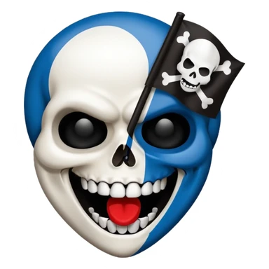 Blue white HSV Emoji bites black St. pauli flag with skull sticker