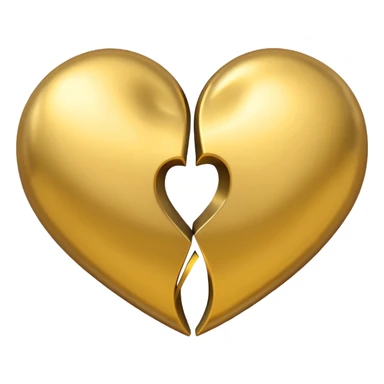 Two yellow gold hearts interlinked, metallic finish sticker