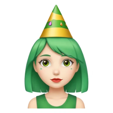 party hatted green haired girl sticker
