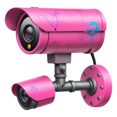 Security Camera pink with graffity sticker