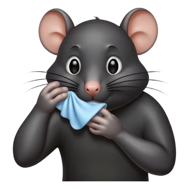 a black rat standing and wiping its sweaty face sticker
