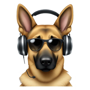 German shepherd wearing dj headphones and sunglasses sticker