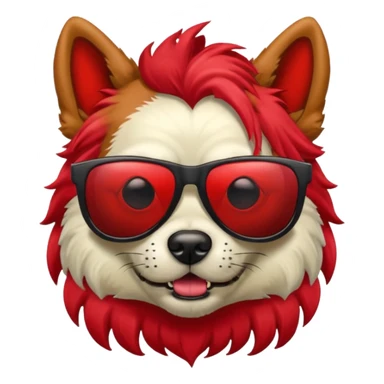 Zombie dog with red hair and sun glasses sticker