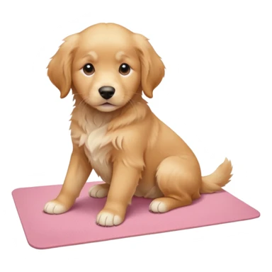 Sassy Golden retriever puppy on light pink yoga mat sticker