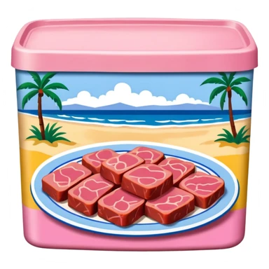 Matisse style pink SPAM meat Miami beach landscape sticker