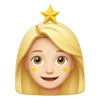 happy smiling face with colors and elements of the European Union flag, blue background with yellow stars, classic emoji style sticker