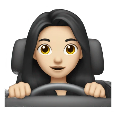 Pale girl with long black hair driving a car sticker