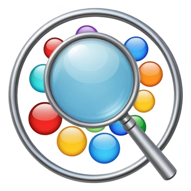 genera una lupa que este apuntando a solo 1 nicho dentro de varios nichos que hay en el mercado (HACIENDO QUE EN LA LUPA ESTE EL MAS IMPORTANTE) LA LUPA DEBE SER UNA LUPA REAL QUE ESTE VIENDO A VARIOS CIRCULOS DE DIFERENTES COLORES sticker