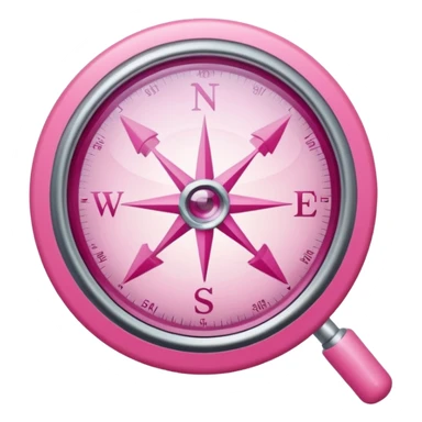 mix light pink dark pink and white girly internet compass logo with a small magnifying glass sticker