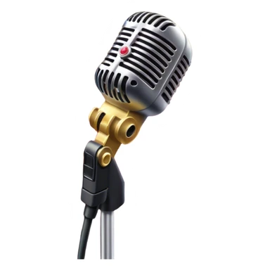 Create a vibrant and dynamic emoji that represents pop or stage vocal performance. The design should feature a close-up of a classic stage microphone (retro-style) with a lanyard, set against a stage background without people. Add concert lighting, a celebratory salute of confetti or fireworks in the background, and musical notes forming a ribbon, symbolizing the performance and creativity of pop vocals. Include subtle elements like a formal stage costume to emphasize the professional aspect. Use bright, bold colors like gold, red, and neon to reflect the energetic and glamorous nature of pop vocal performance. The background should be transparent. sticker