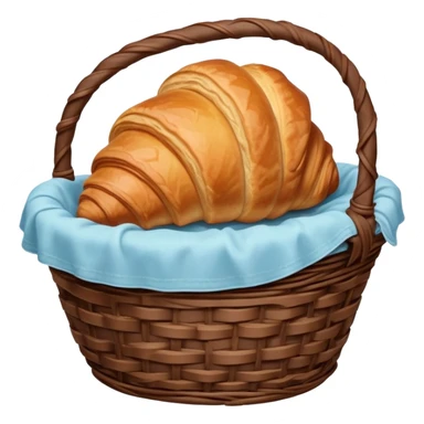 Croissant with poured chocolate in a pale blue wicker basket sticker