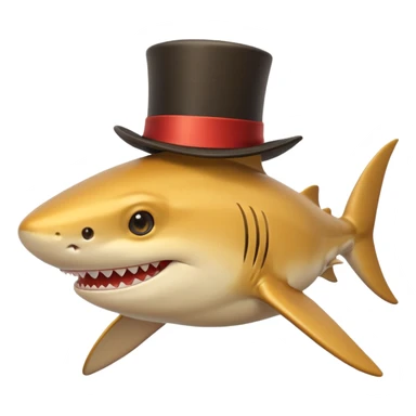 Golden shark with cilinder on his head smiling sticker