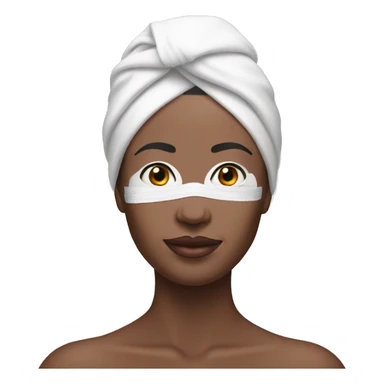 Woman wearing pale pink towel turban and a white face mask sticker