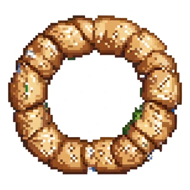 simple sesame simit, pixel art style, ring-shaped, Turkish simit sticker