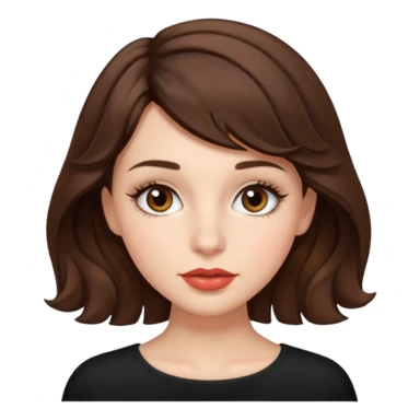 Создай девушку очень красивую, с длиными ресницами пухлыми губами, с аккуратным носом, с короткими ,коричневыми и немного волнистыми волосами в стиле айфон девочек sticker