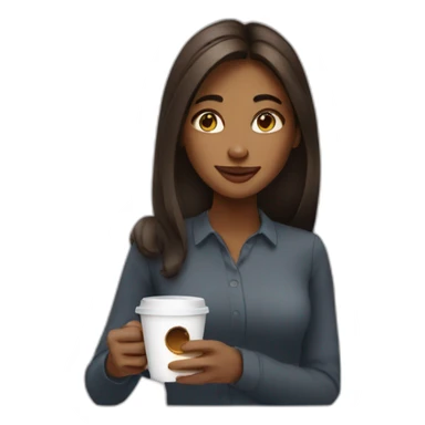 girl on work with coffee sticker