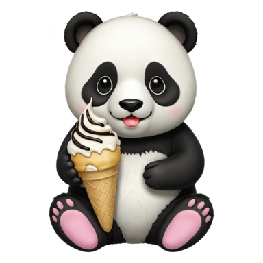 Panda eating ice cream sticker