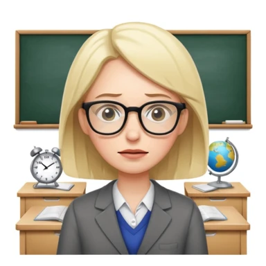 exhausted teacher in a bustling classroom sticker