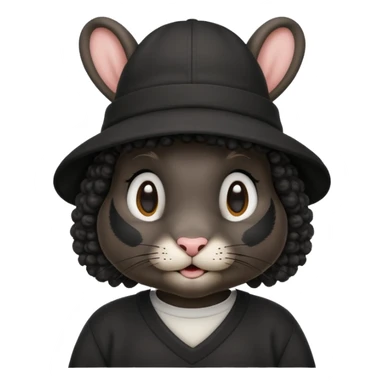 curly black rabbit with jersey and hat sticker
