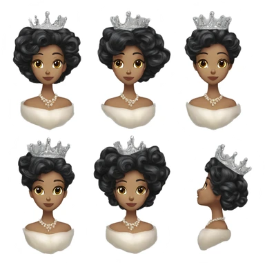 Regal pretty lady cheekbones crown vintage with very long iridescent black and silver hair wavy black hair pearl crown iridescent sticker