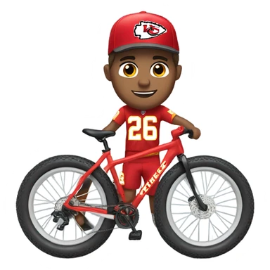 White boy in chiefs gear riding black mountain bike sticker