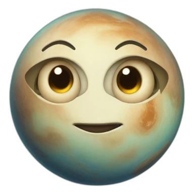 planet Venus with a cartoon young face with big courageous eyes sticker