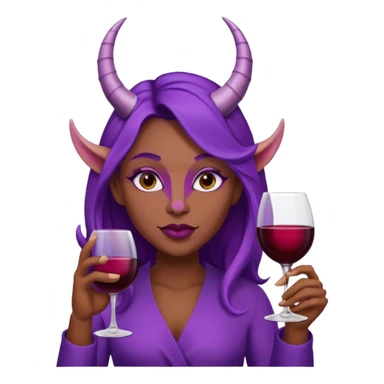 Purple woman with horns drinking wine sticker